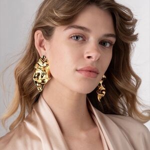 Alexis Bittar Large Gold Crumpled Post Earrings